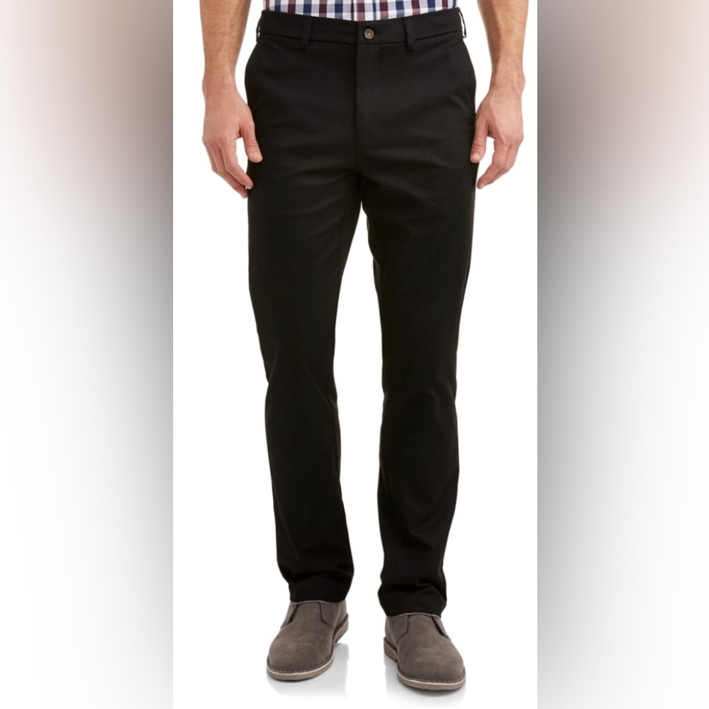 GEORGE Mens Black Pants Size 38X32 Straight Leg Comfort Waist New